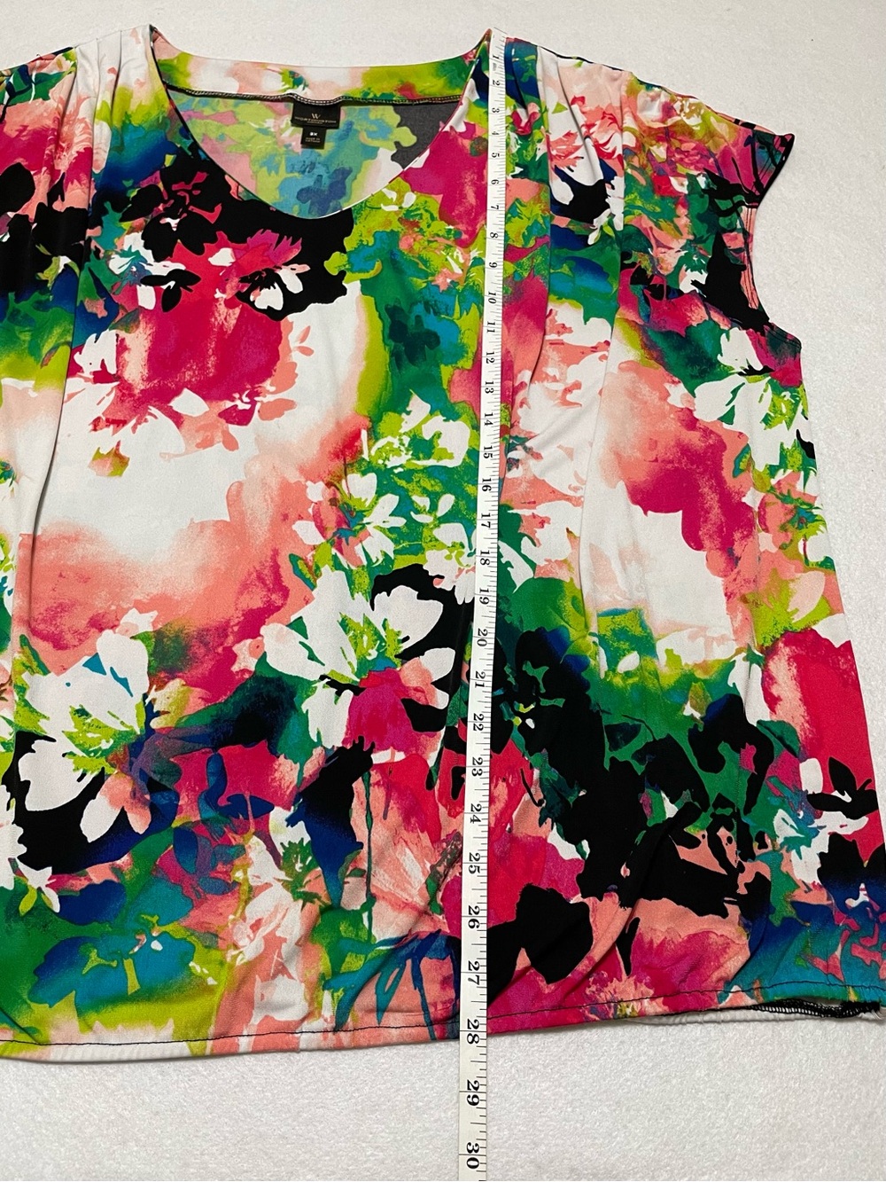Worthington Bright Floral Scoop-Neck Shell in Blue, Green, Pink - Picture 4 of 6